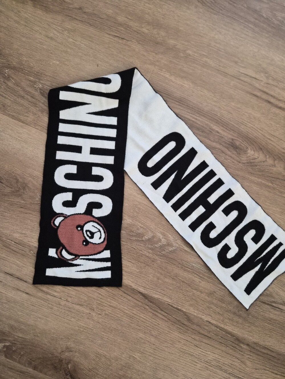 Kids Brown Teddy Black & White Logo Scarf